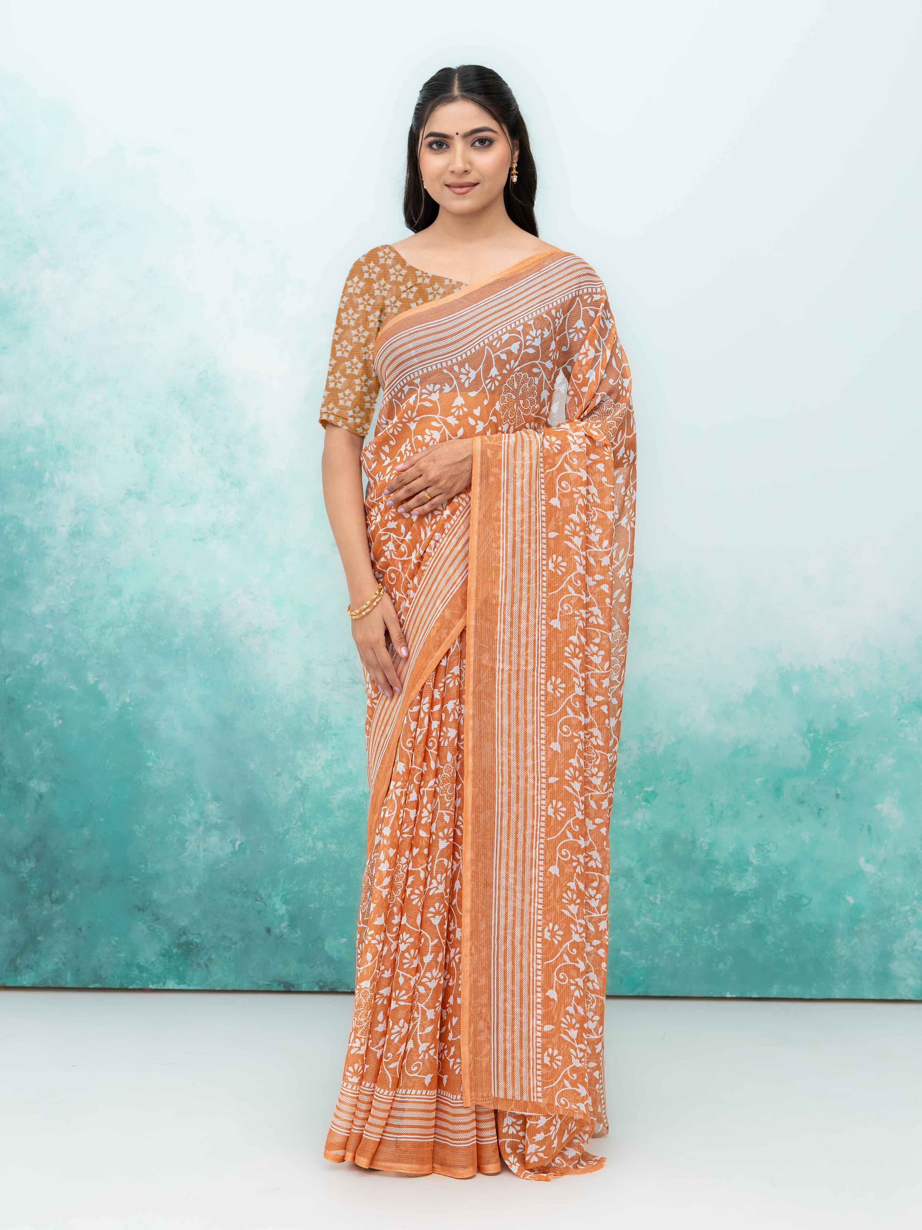 Rust Weightless Saree