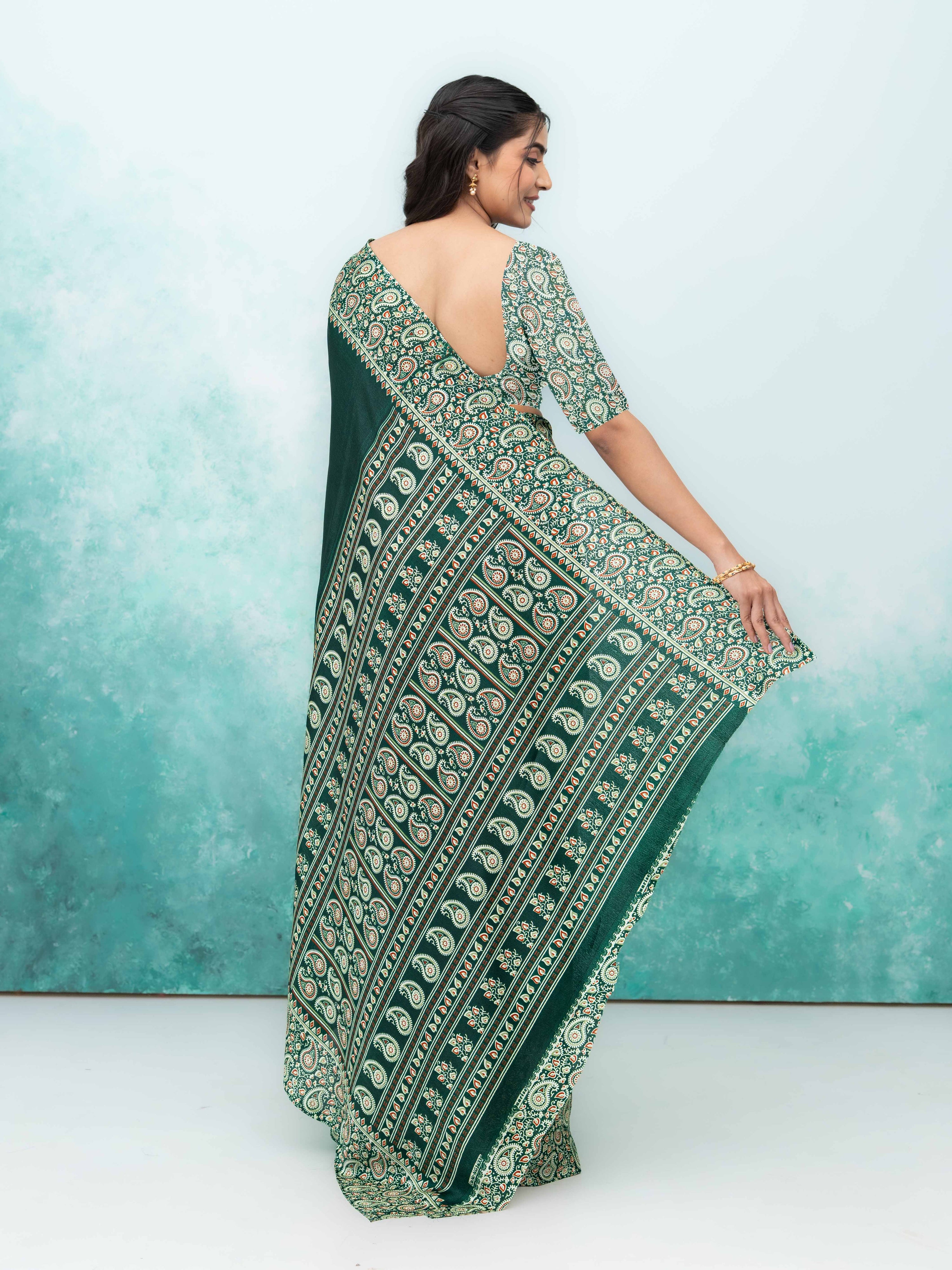 Dark Green Turkey Silk Saree
