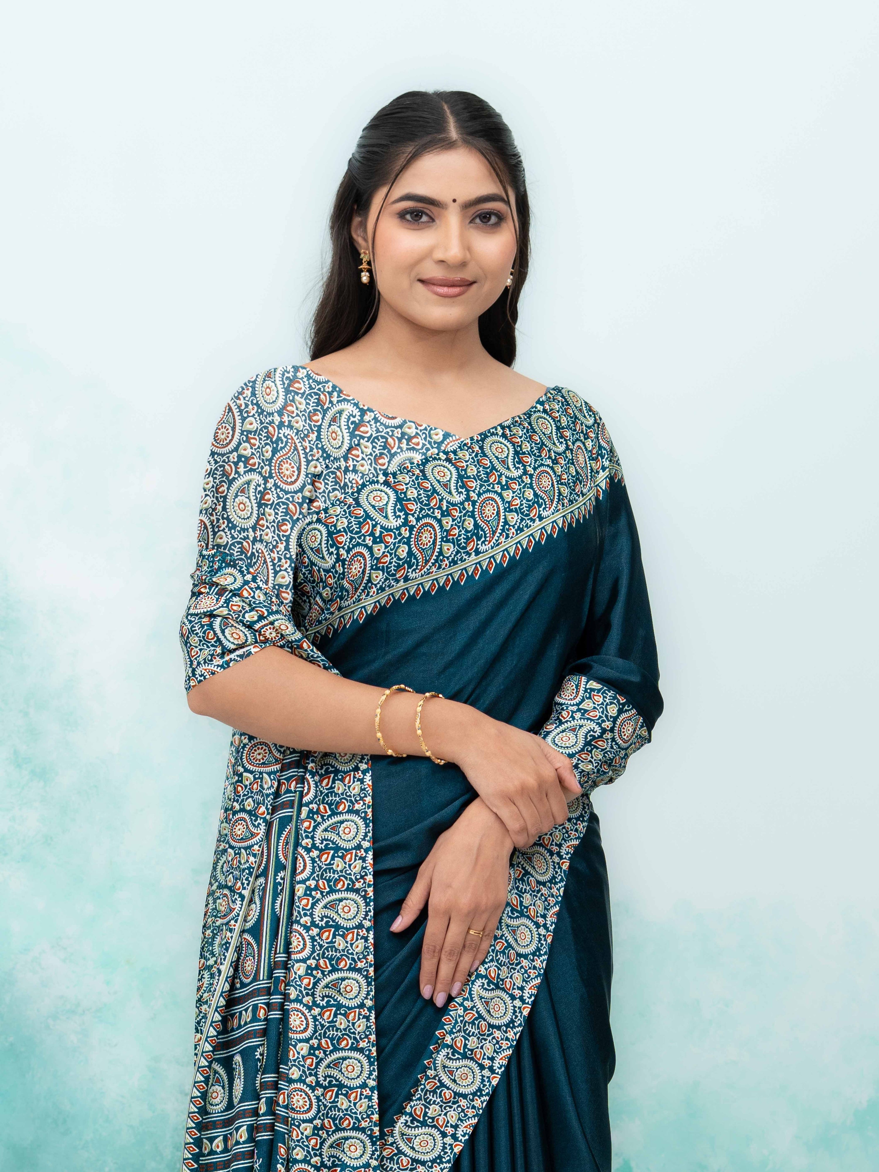 Dark Teal Turkey Silk Saree