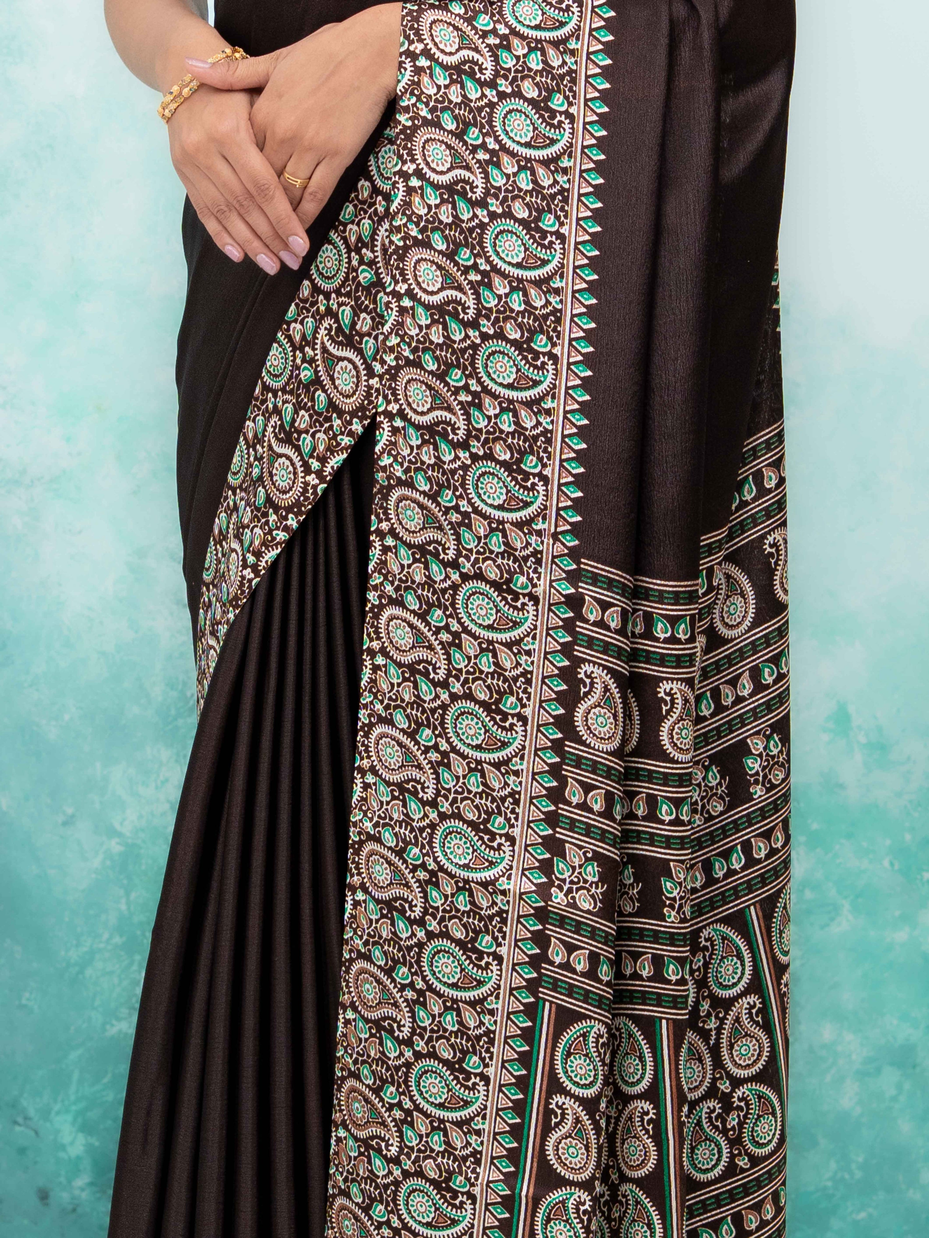Dark Coffee Turkey Silk Saree