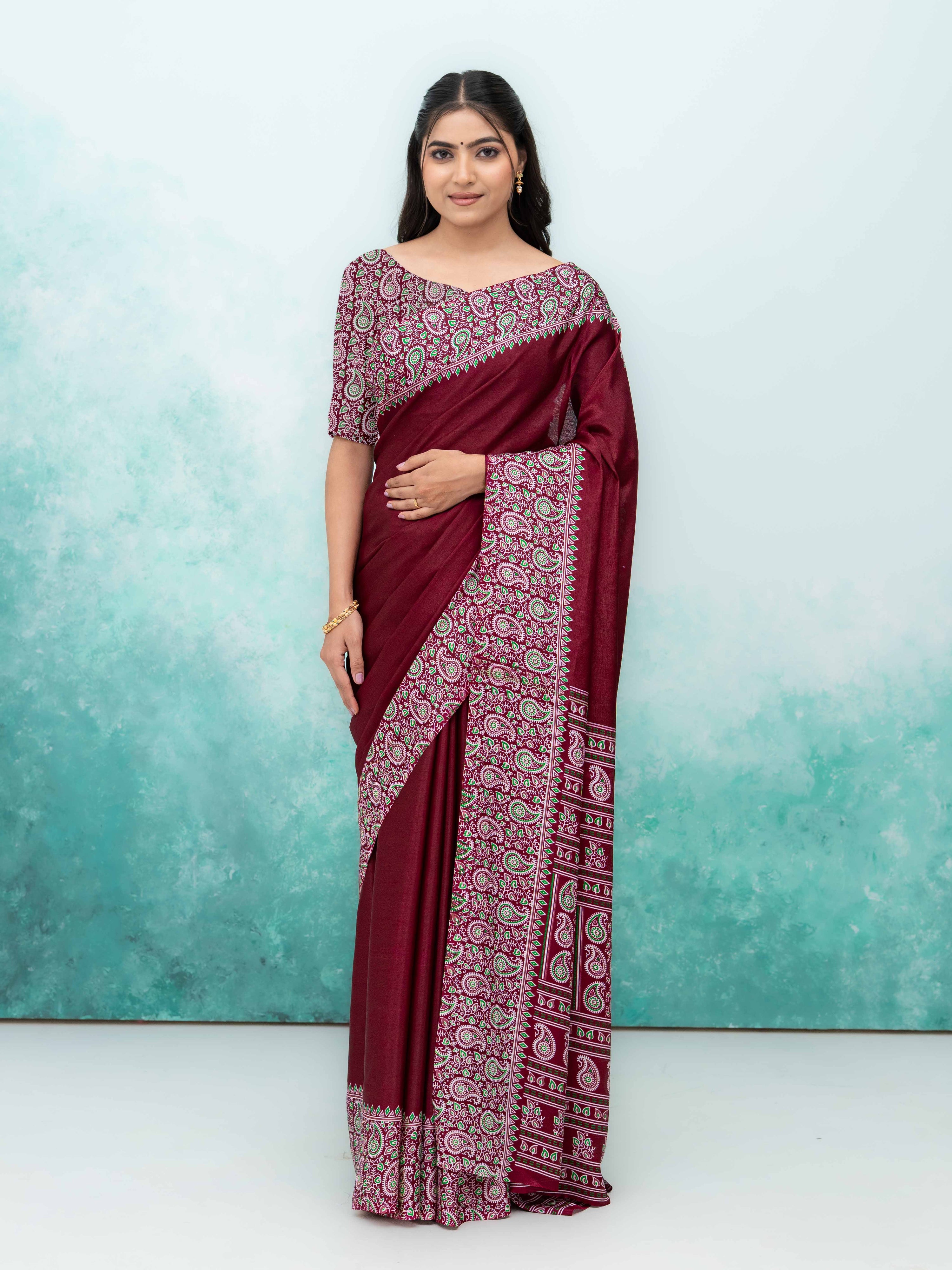 Maroon Turkey Silk Saree