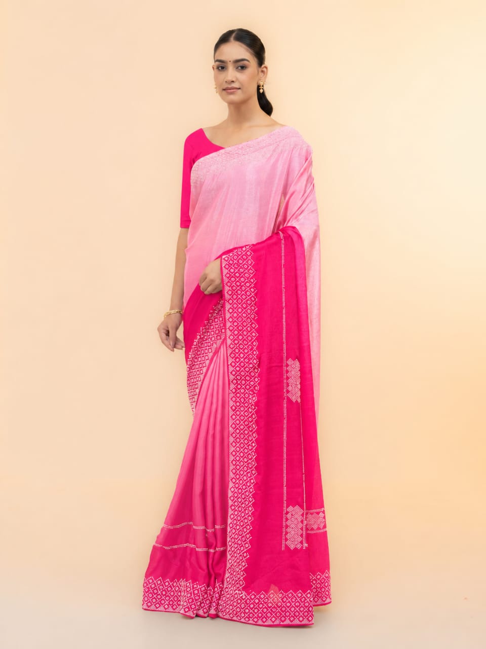 Pink & Rani Pink Soft Silk Saree