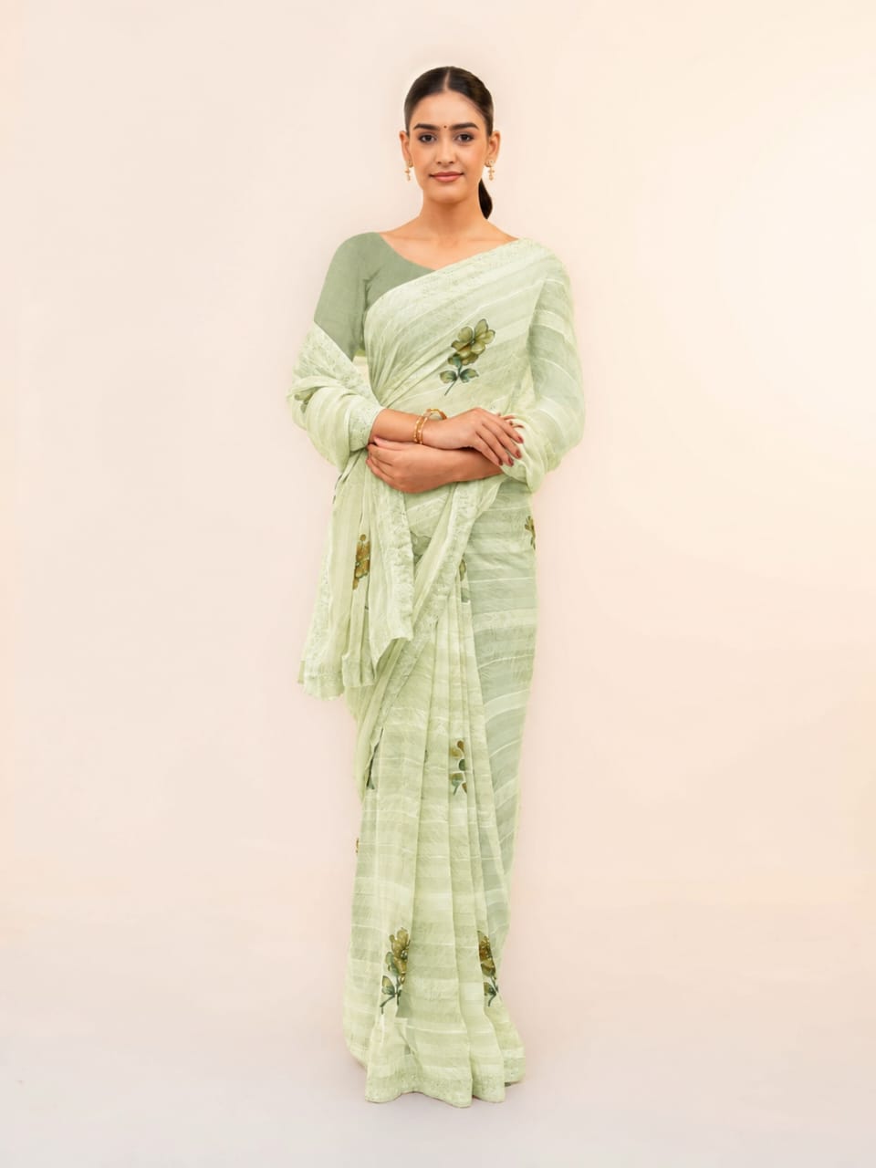 Light Green Soft Georgette Saree