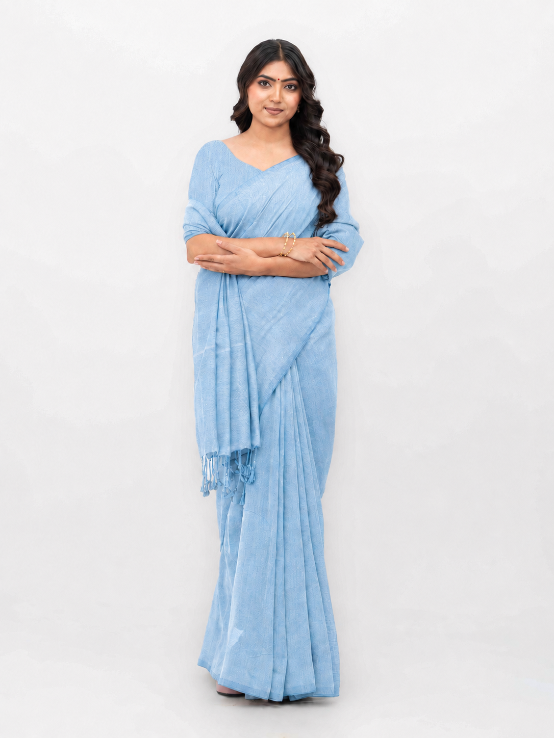 Light Blue Khadi Cotton Saree