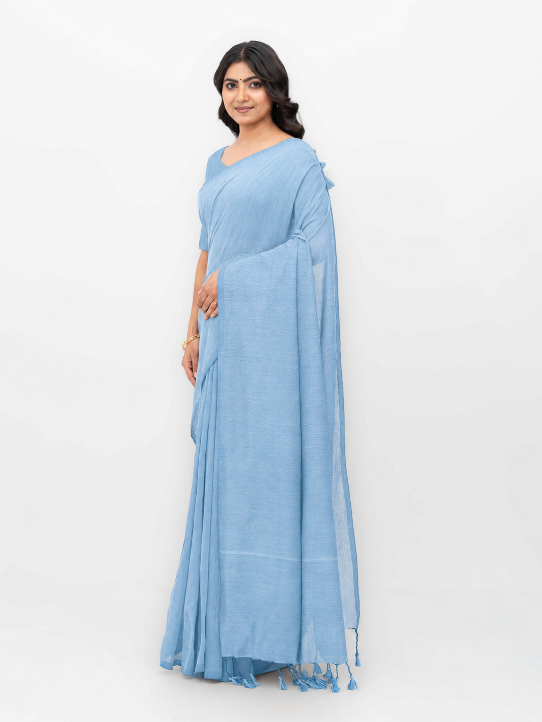 Light Blue Khadi Cotton Saree