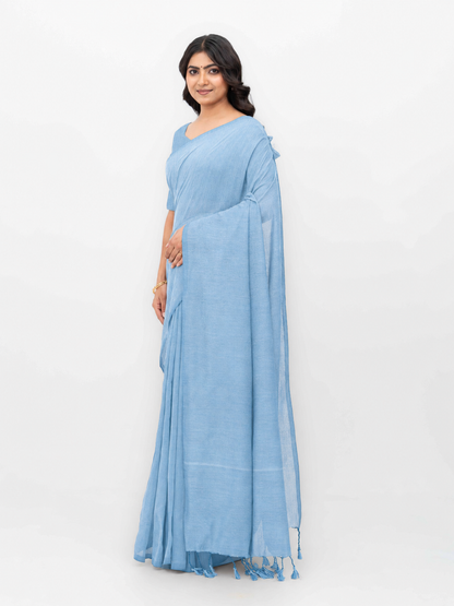 Light Blue Khadi Cotton Saree