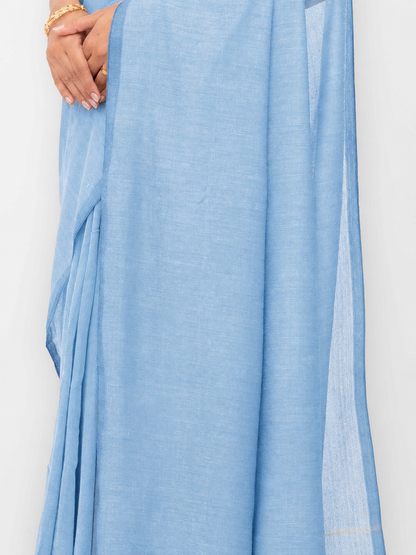 Light Blue Khadi Cotton Saree