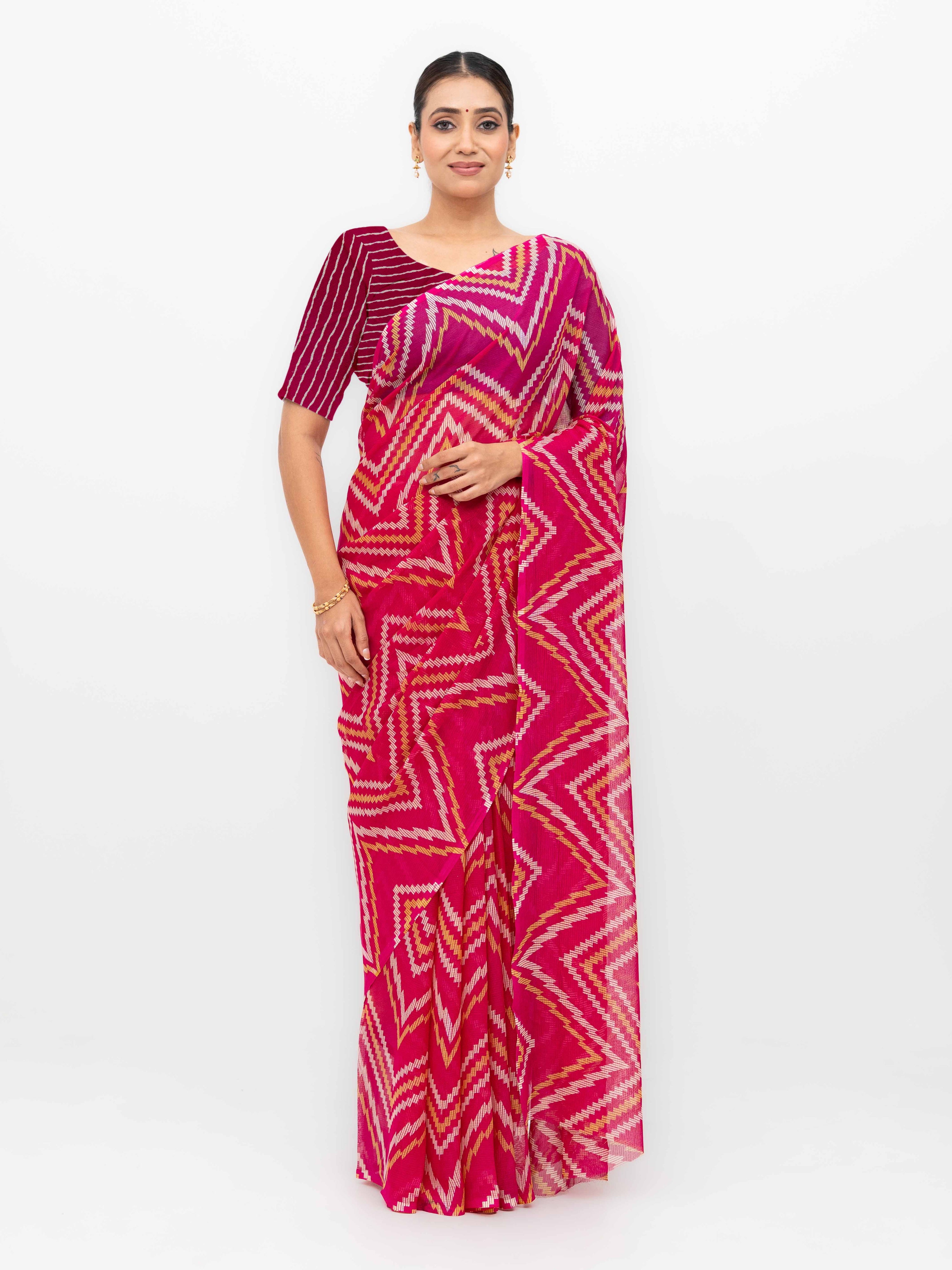 Pink Georgette Saree