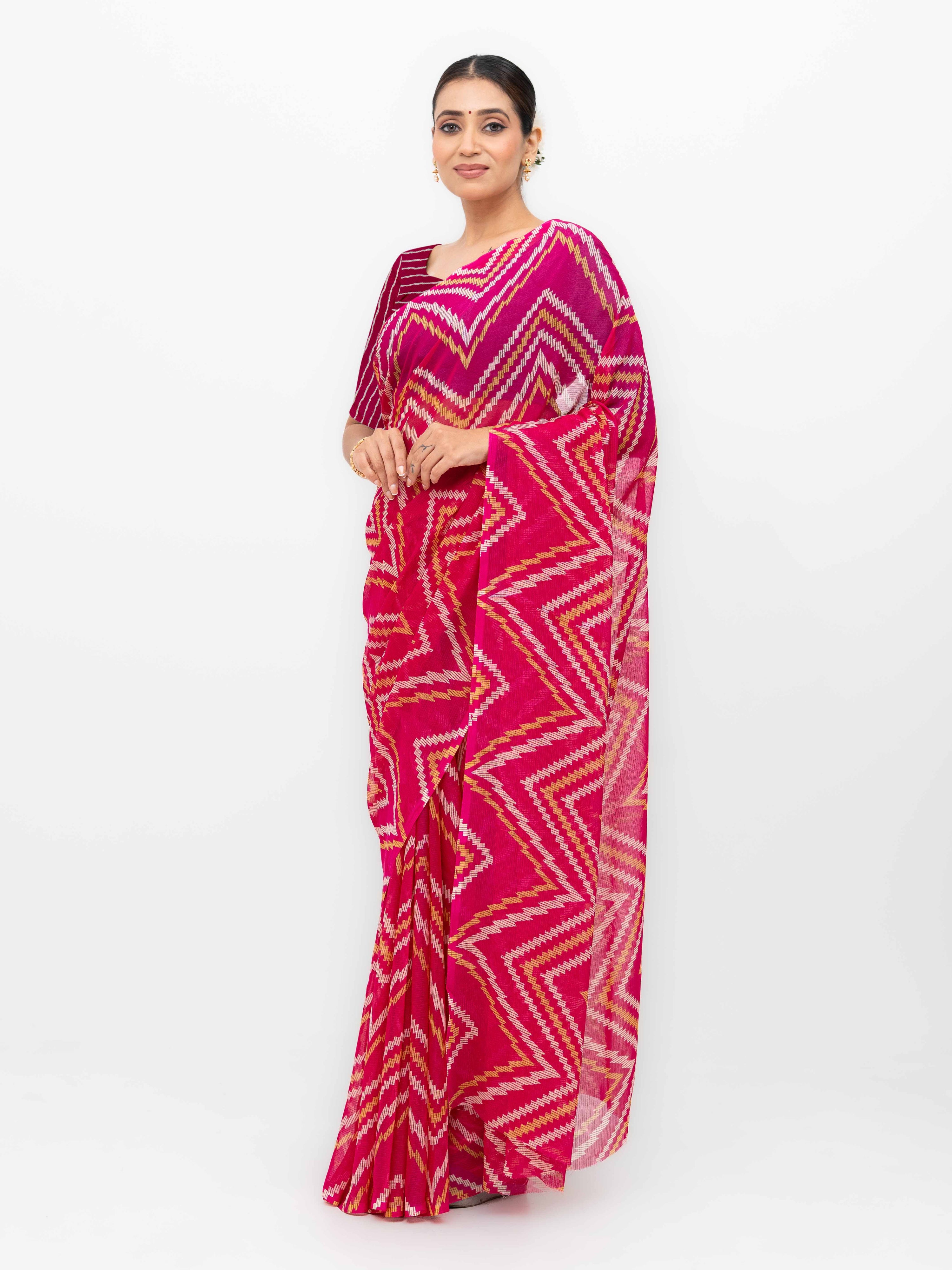 Pink Georgette Saree