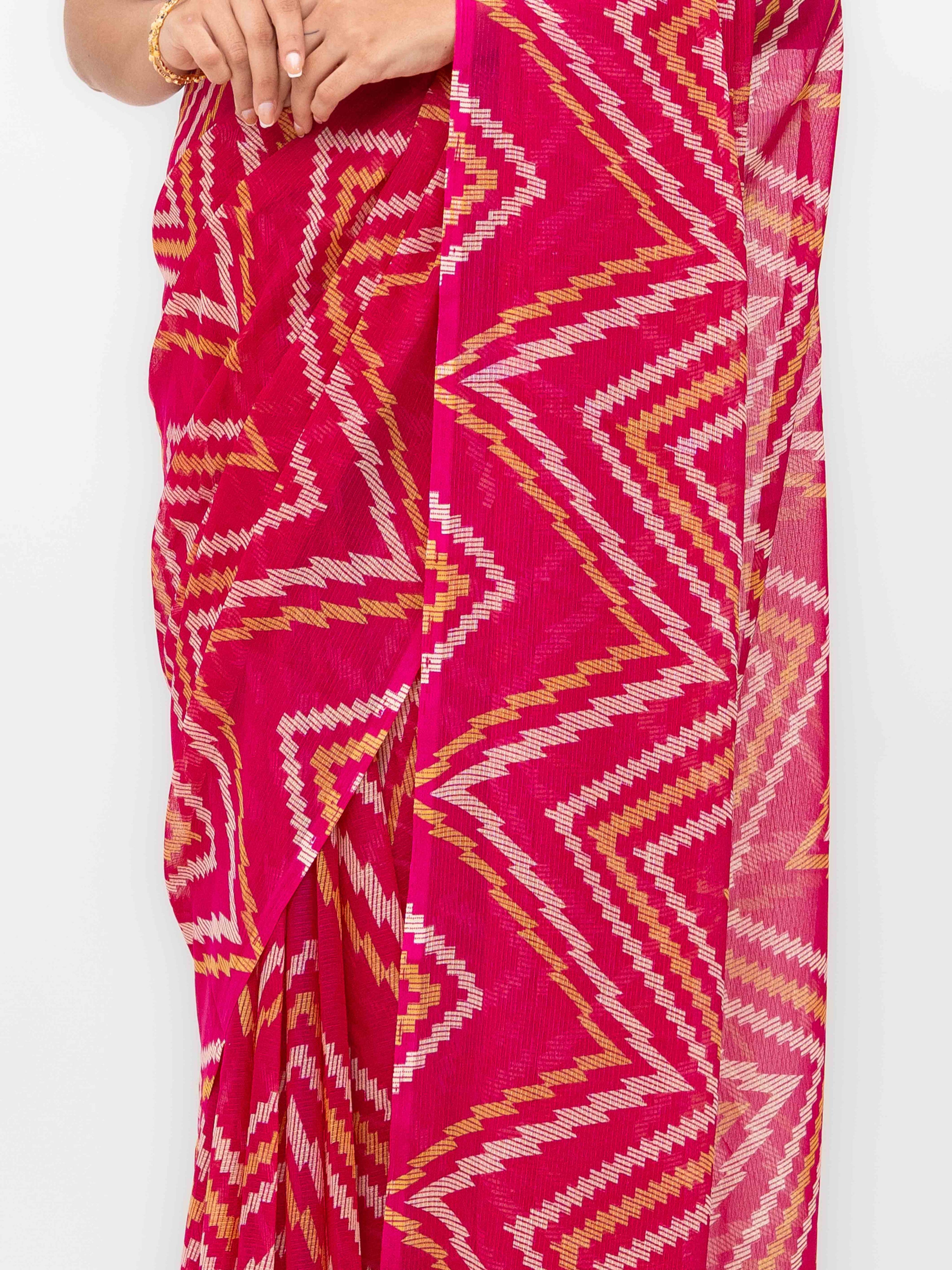 Pink Georgette Saree