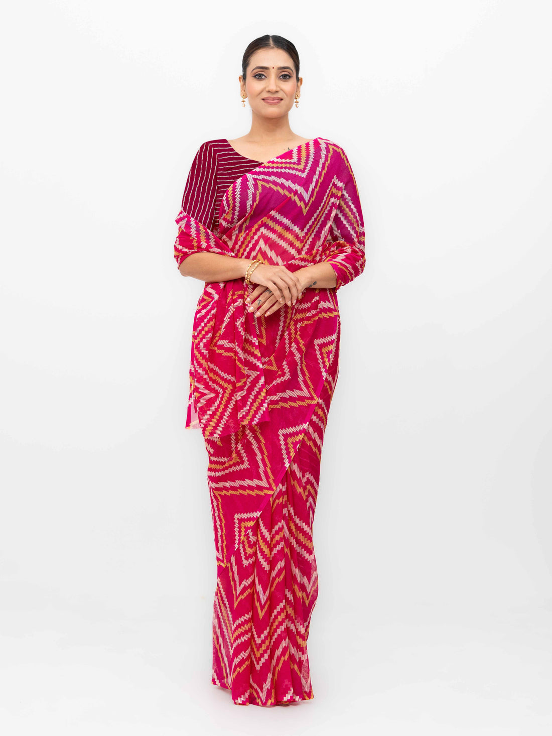 Pink Georgette Saree