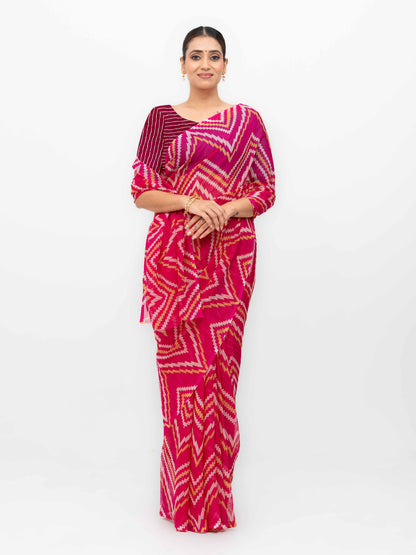 Pink Georgette Saree