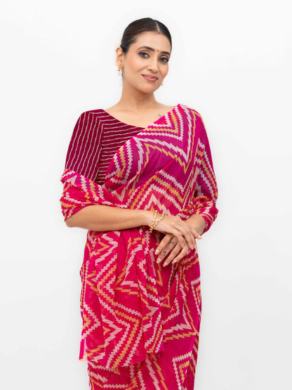 Pink Georgette Saree