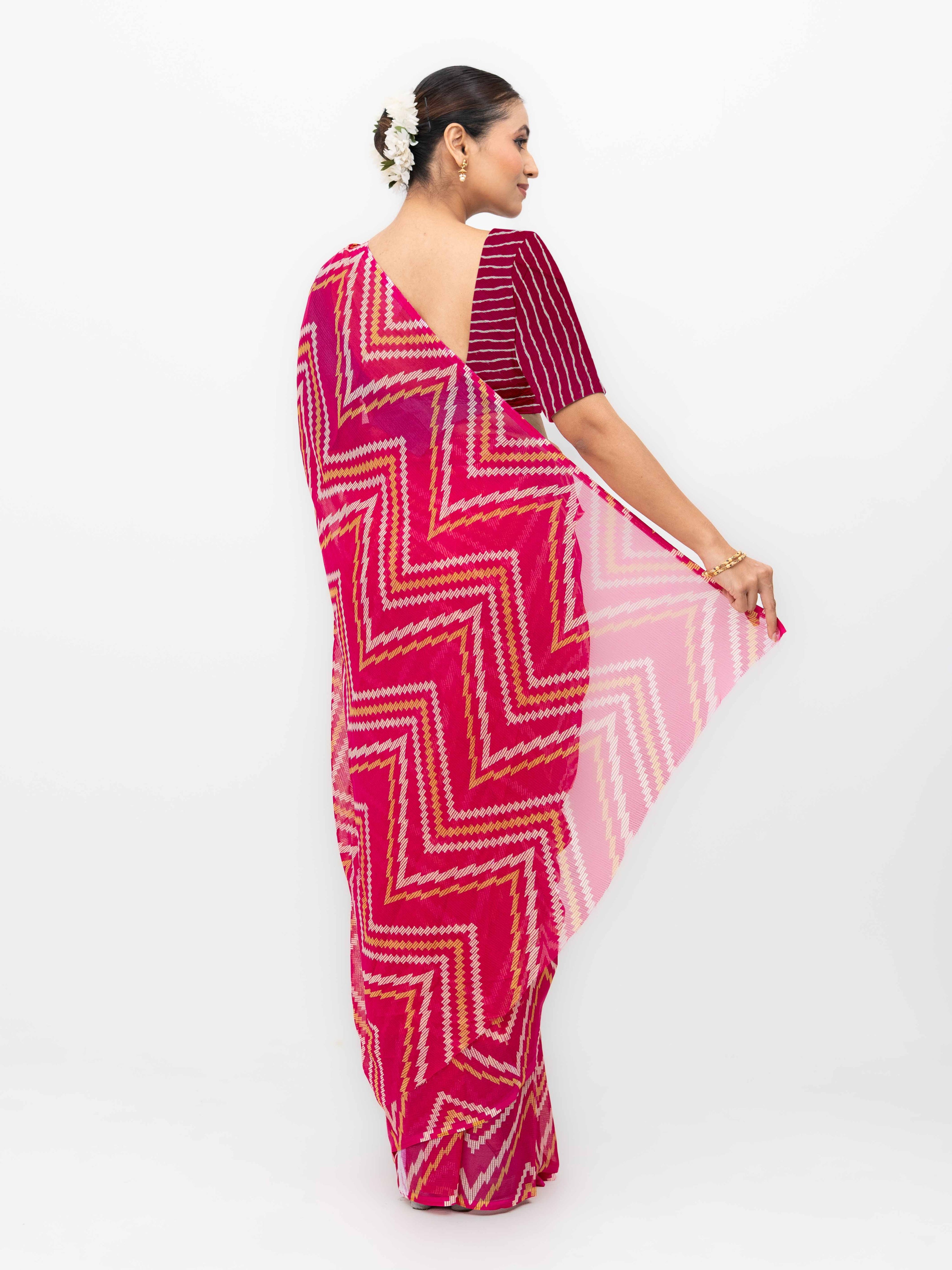 Pink Georgette Saree