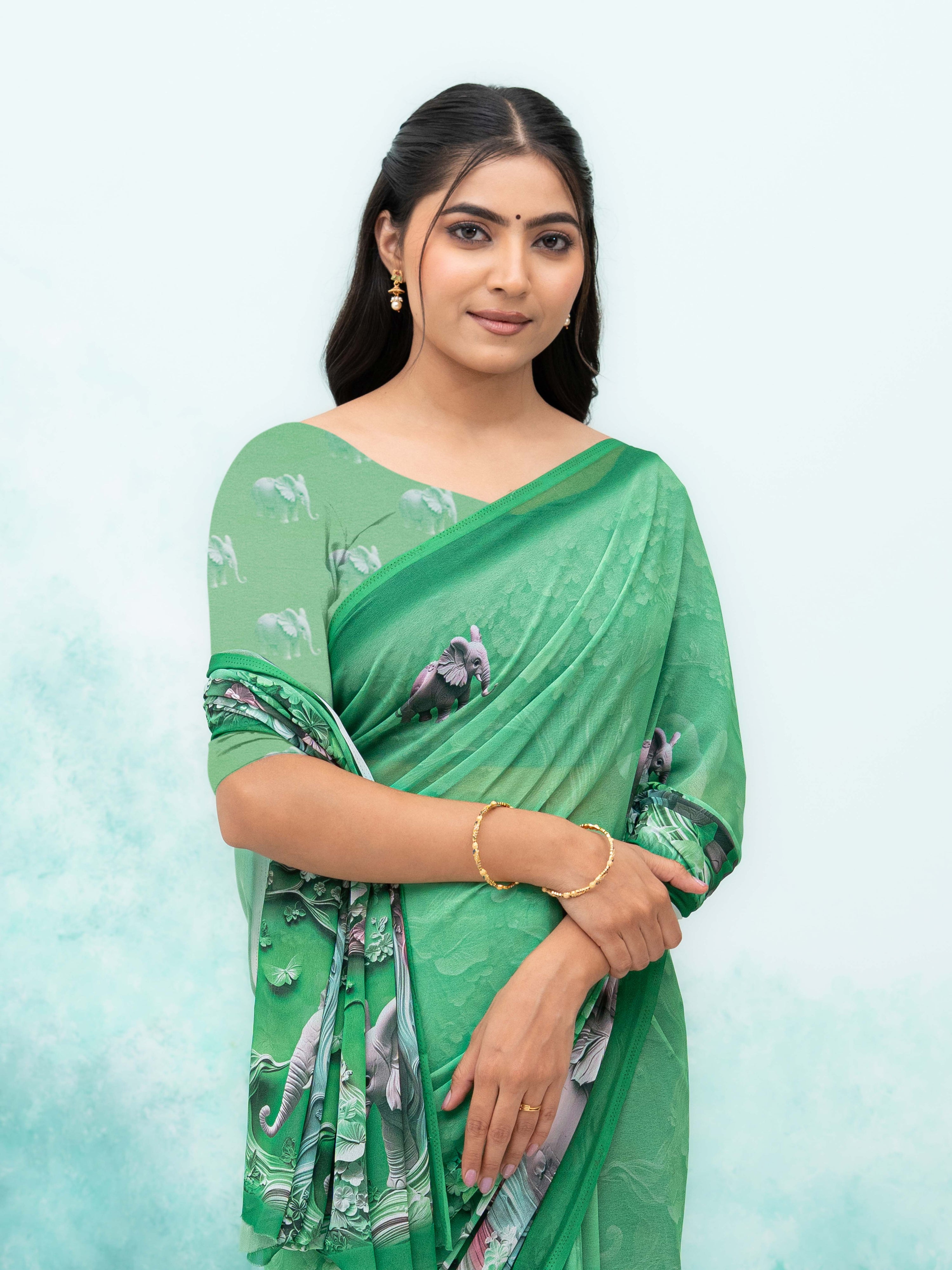 Green Georgette Saree