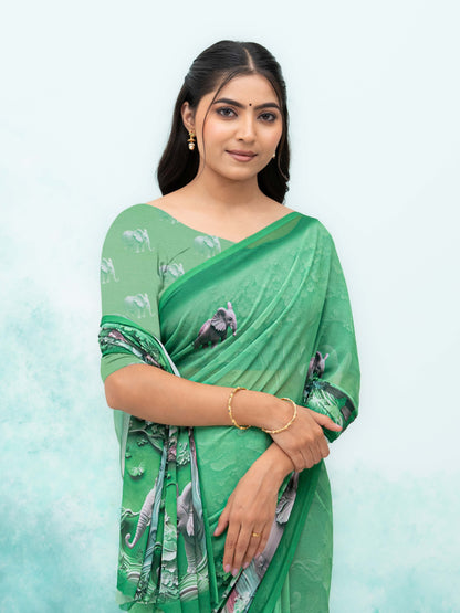 Green Georgette Saree