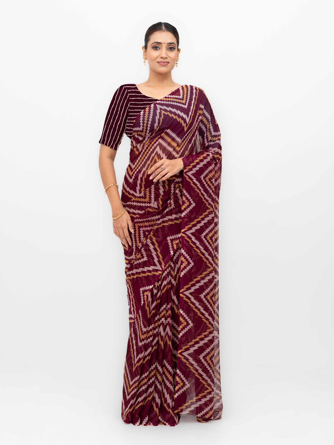 Maroon Georgette Saree