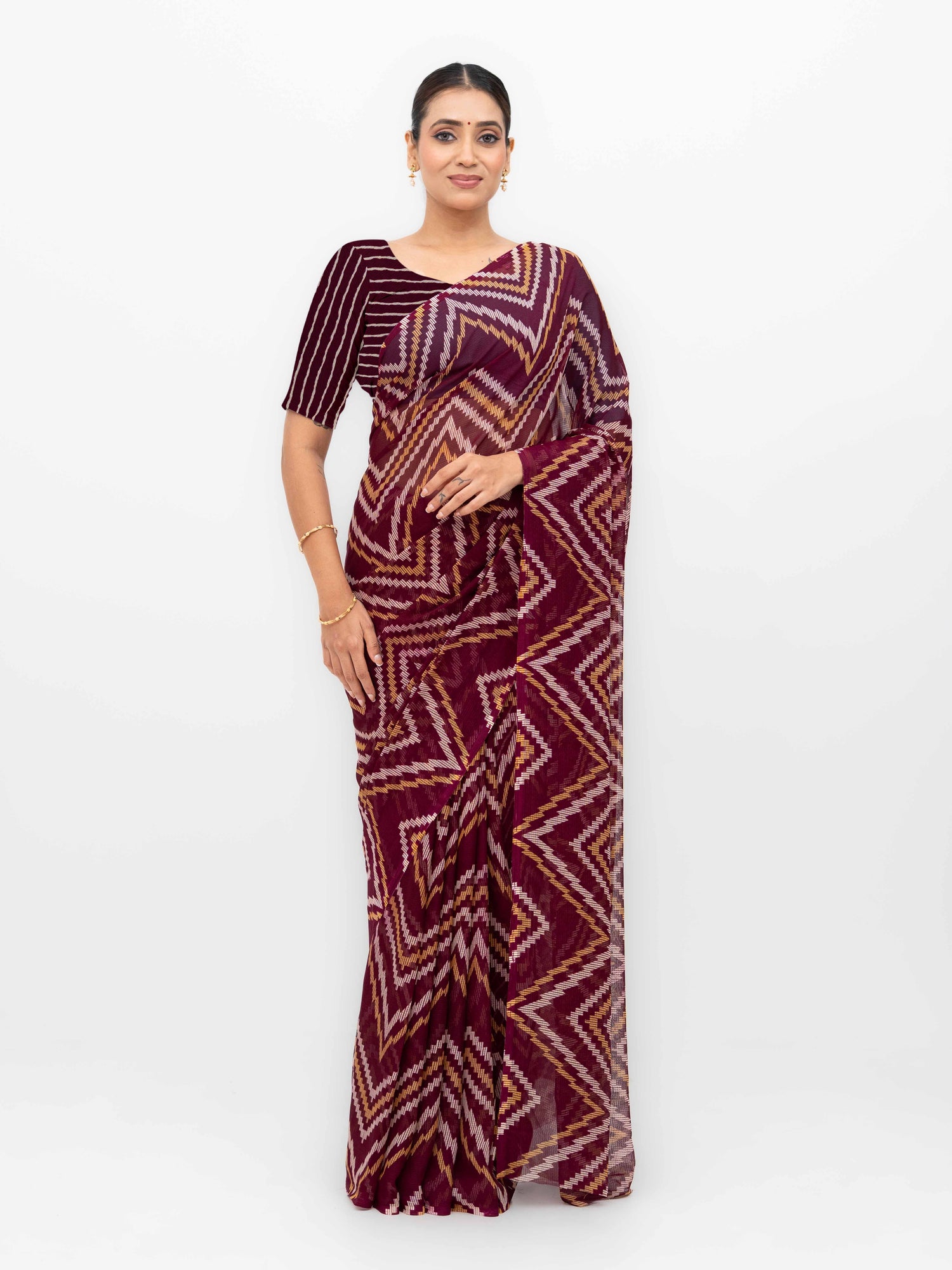 Maroon Georgette Saree