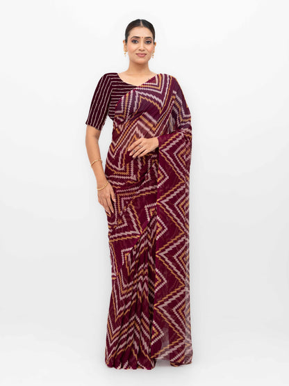 Maroon Georgette Saree