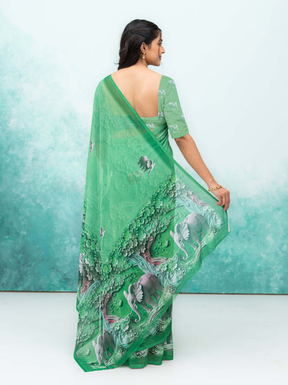 Green Georgette Saree