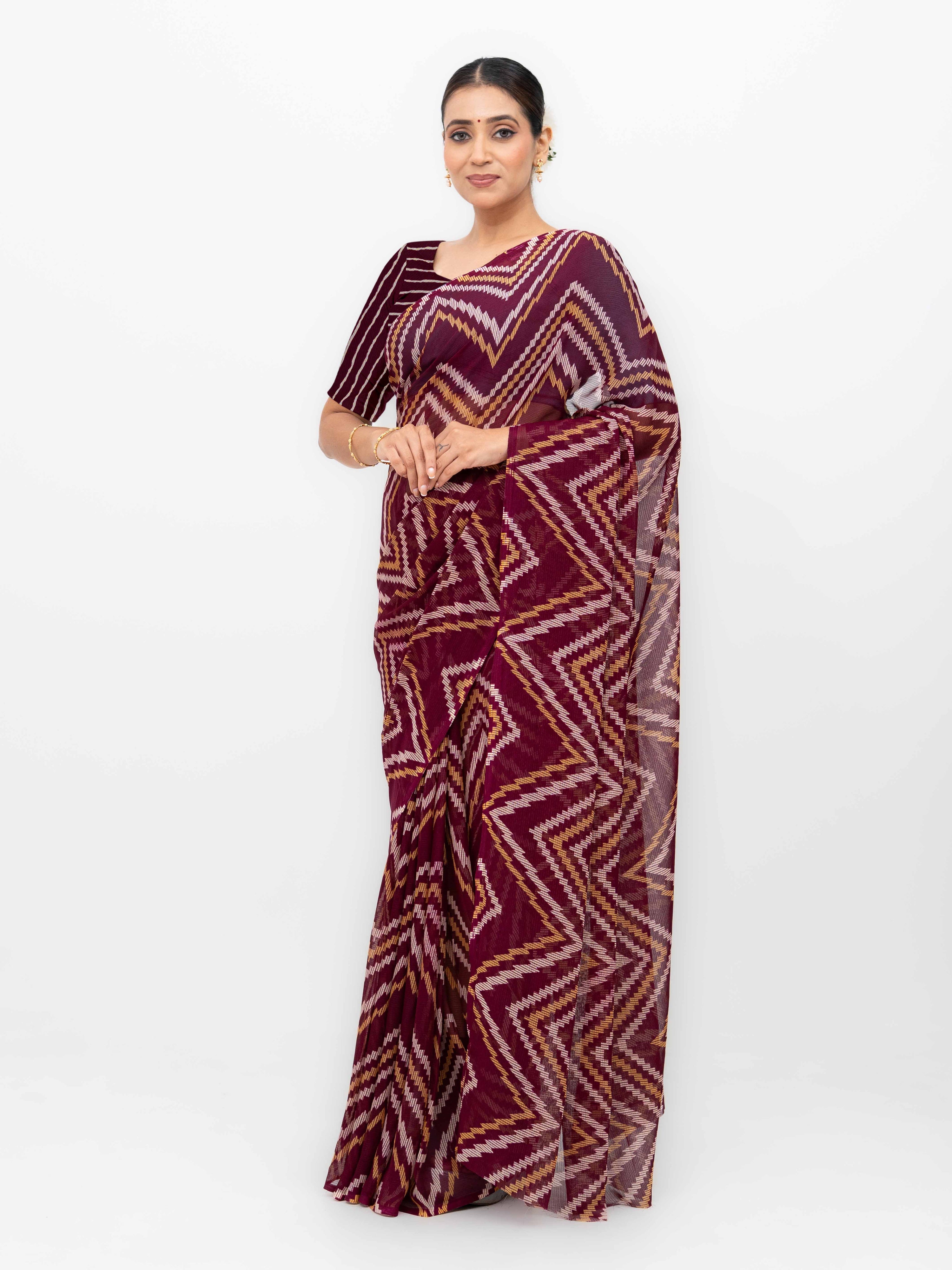 Maroon Georgette Saree