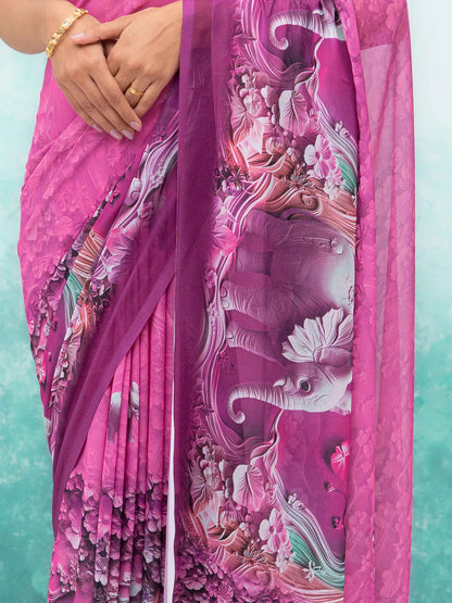 Magenta Georgette Saree