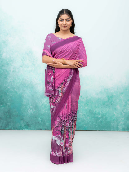 Magenta Georgette Saree