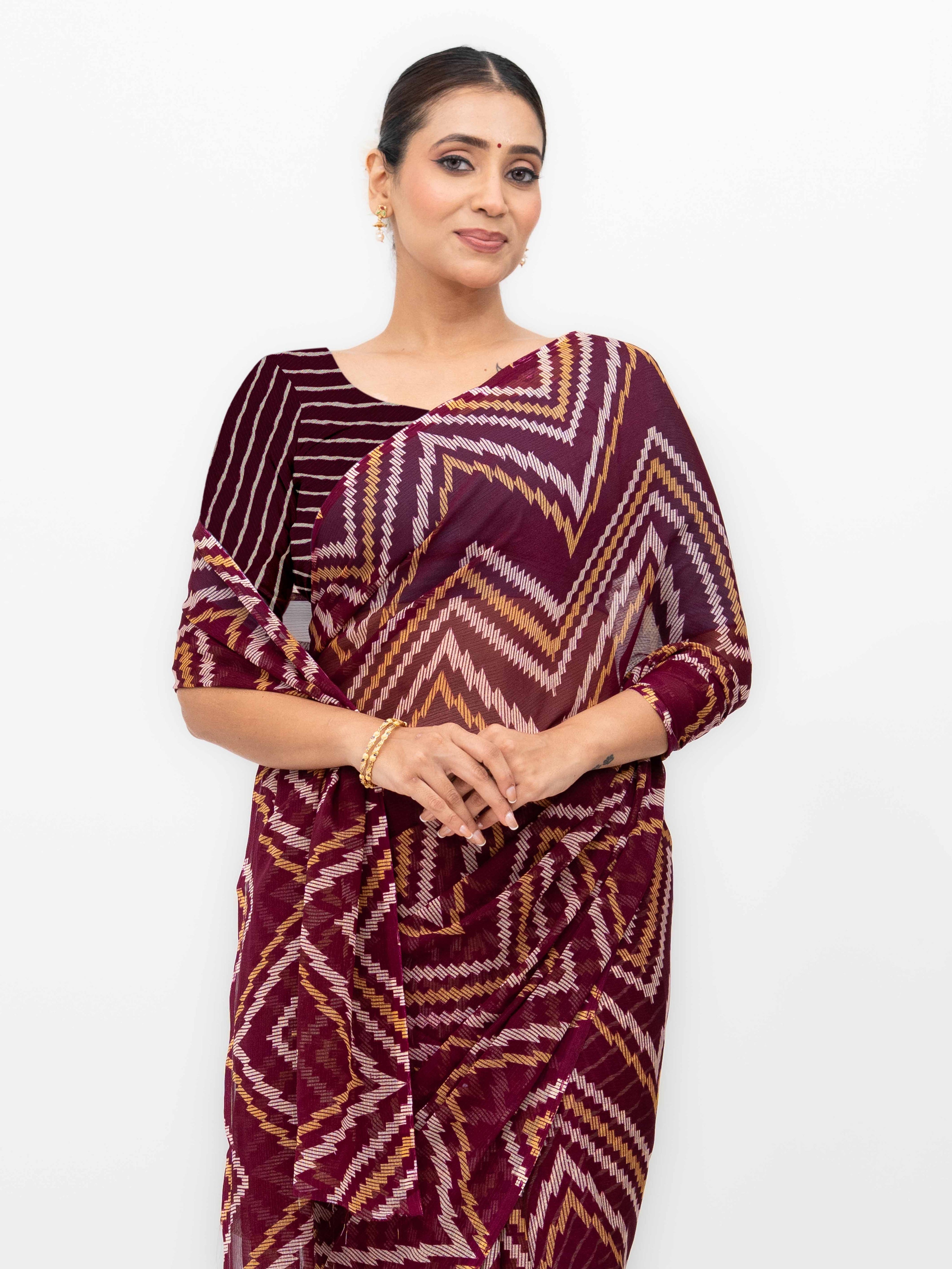 Maroon Georgette Saree