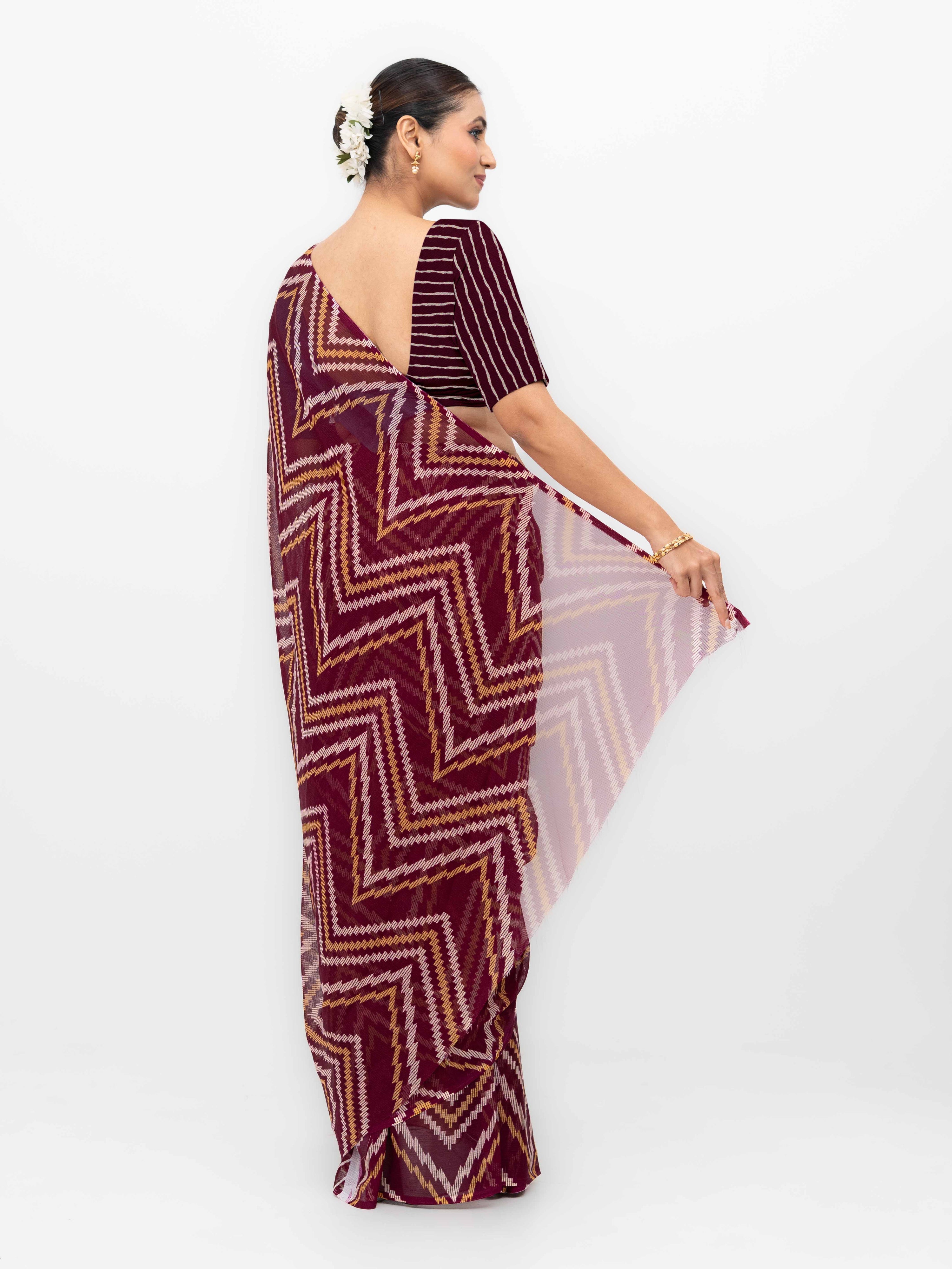 Maroon Georgette Saree
