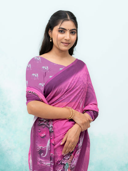 Magenta Georgette Saree