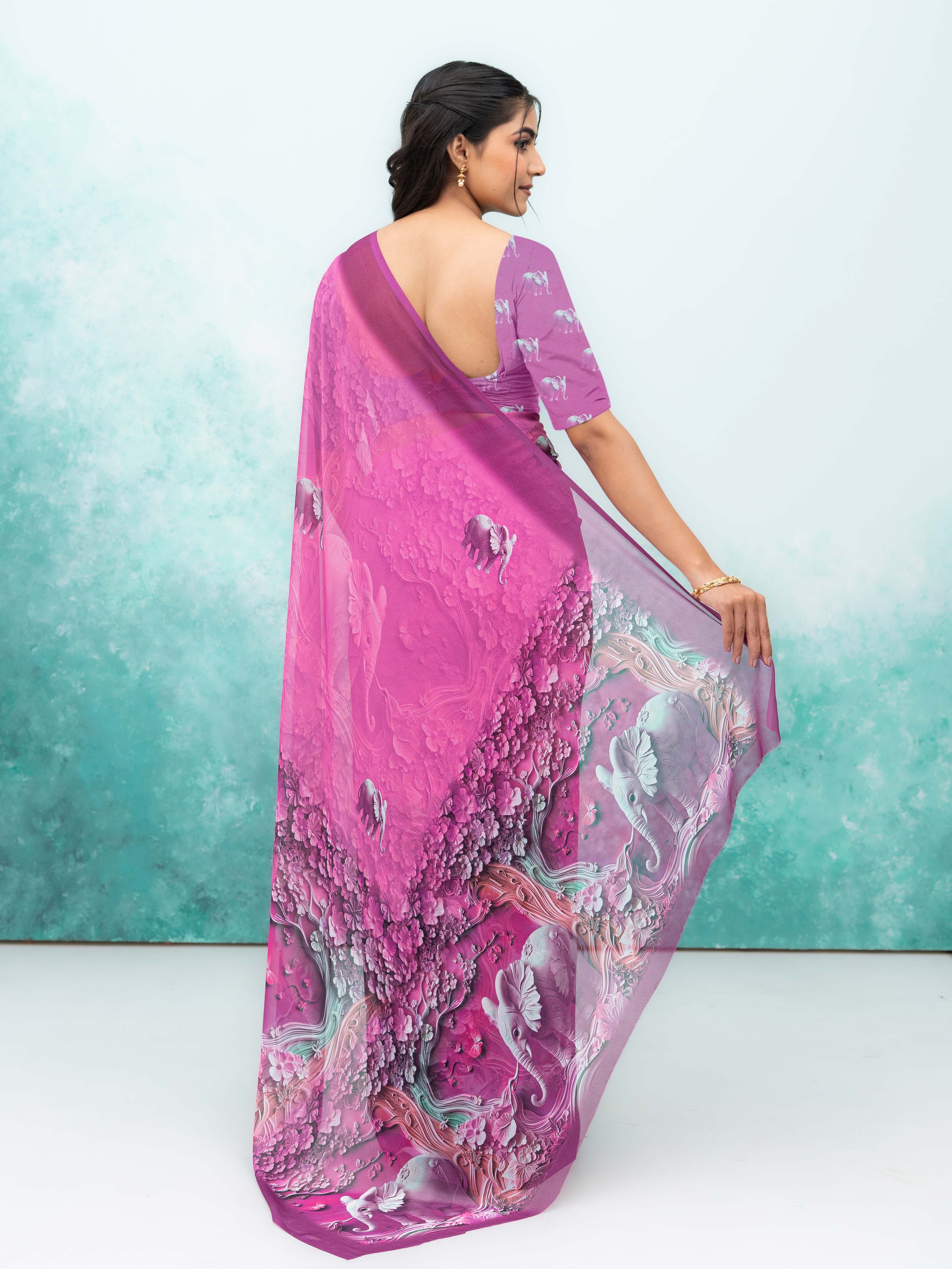 Magenta Georgette Saree