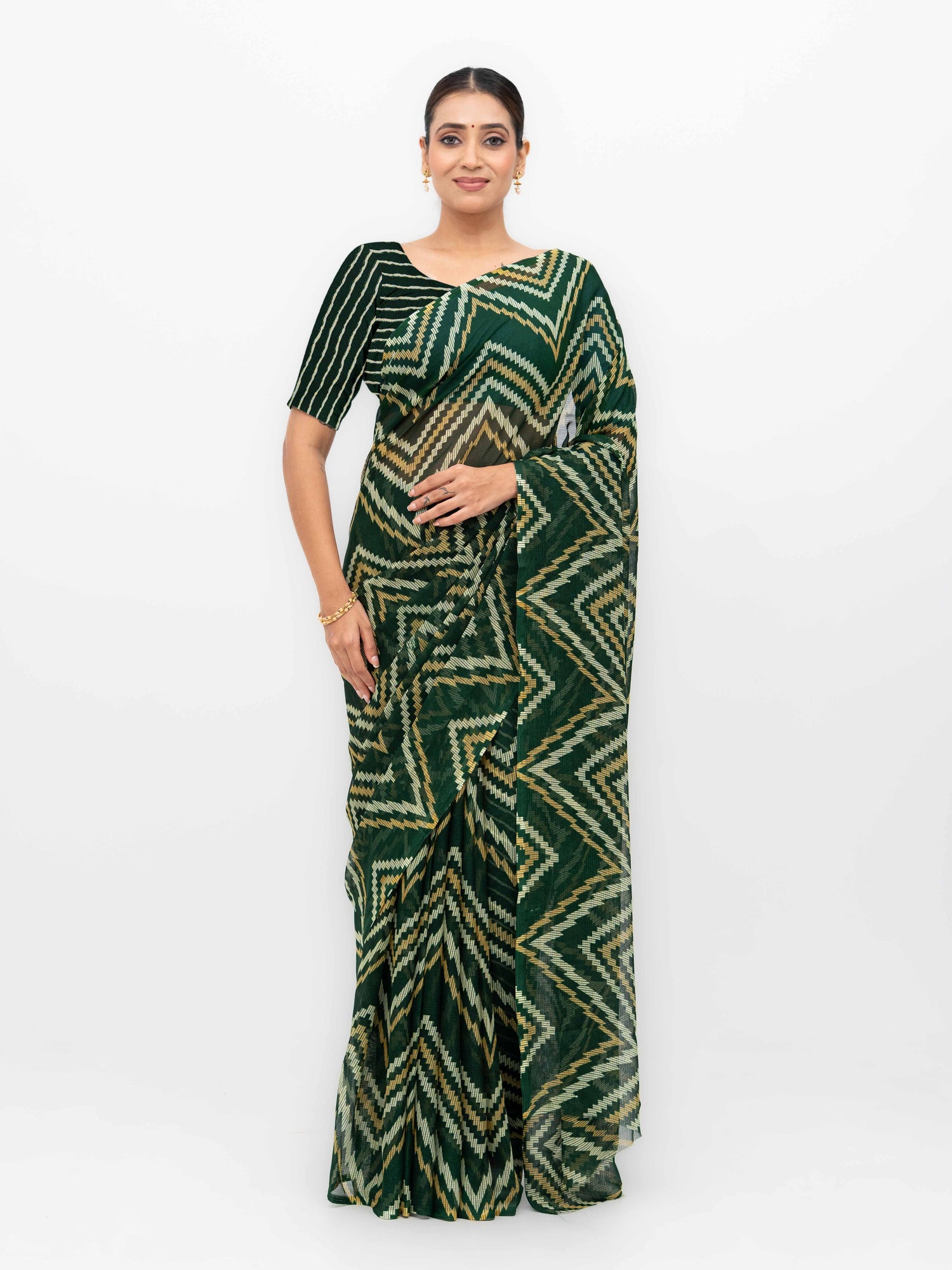 Dark Green Georgette Saree