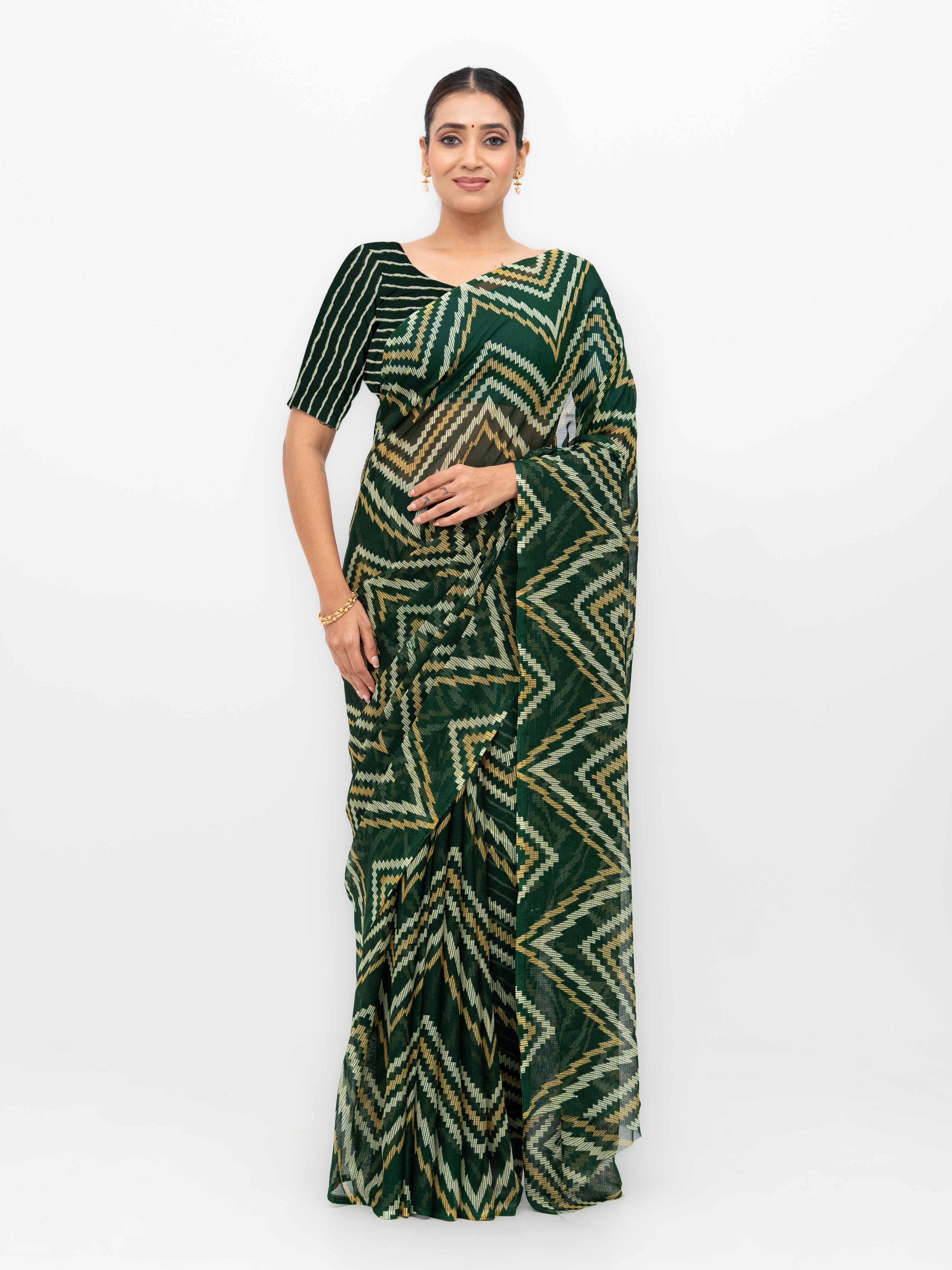 Dark Green Georgette Saree