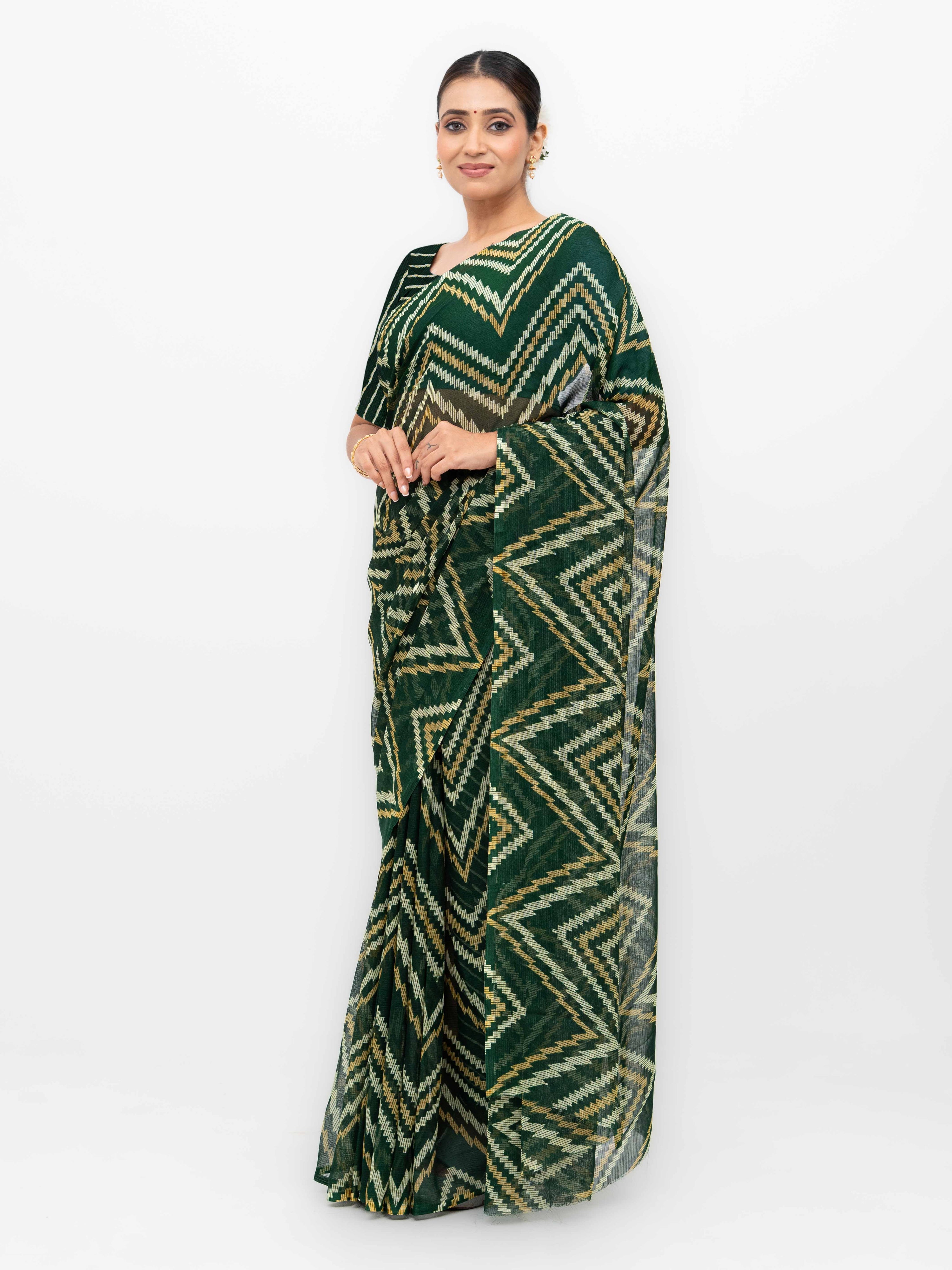Dark Green Georgette Saree