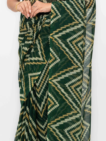 Dark Green Georgette Saree