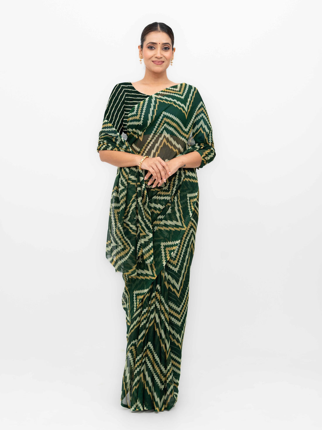 Dark Green Georgette Saree