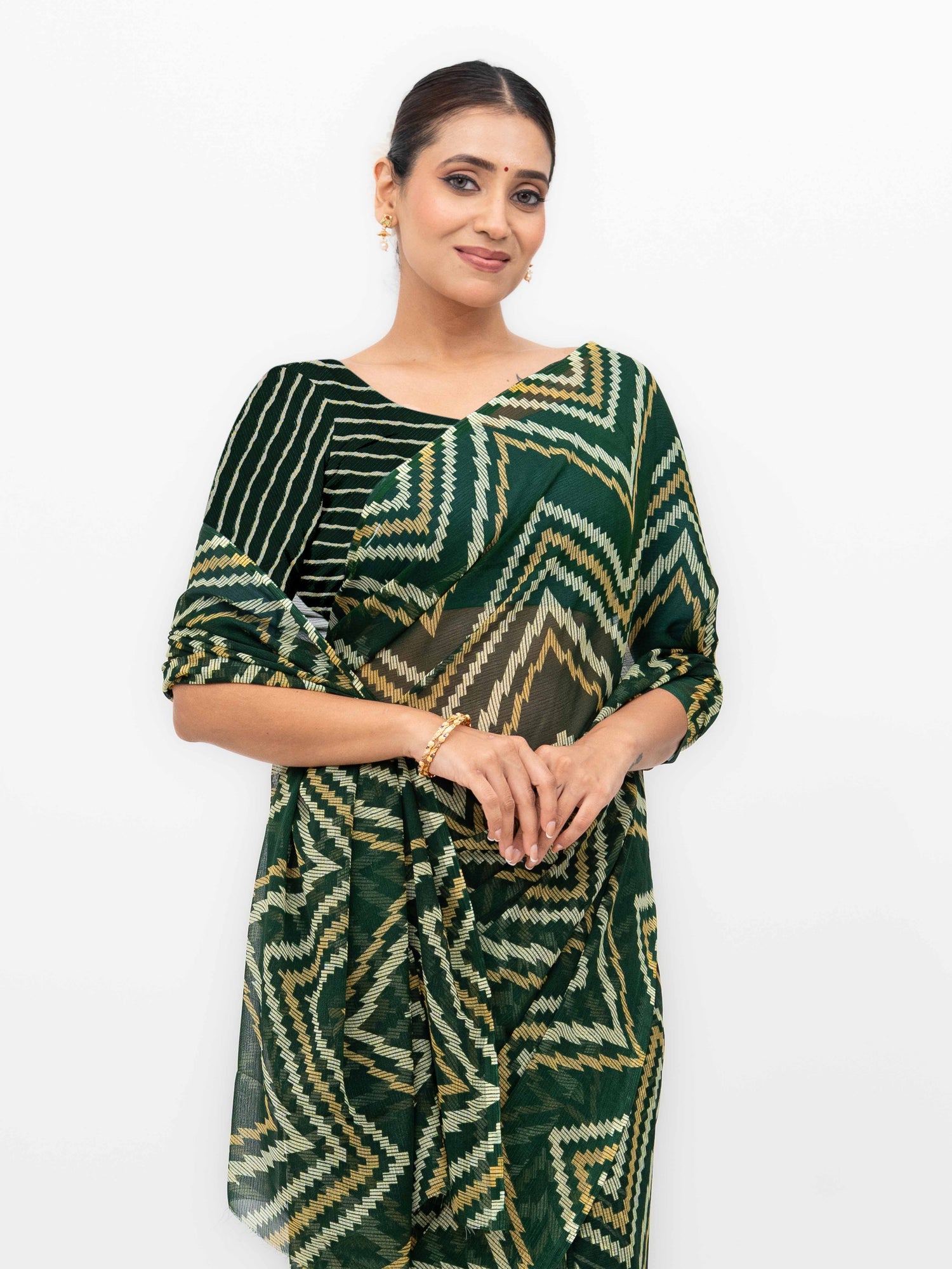 Dark Green Georgette Saree