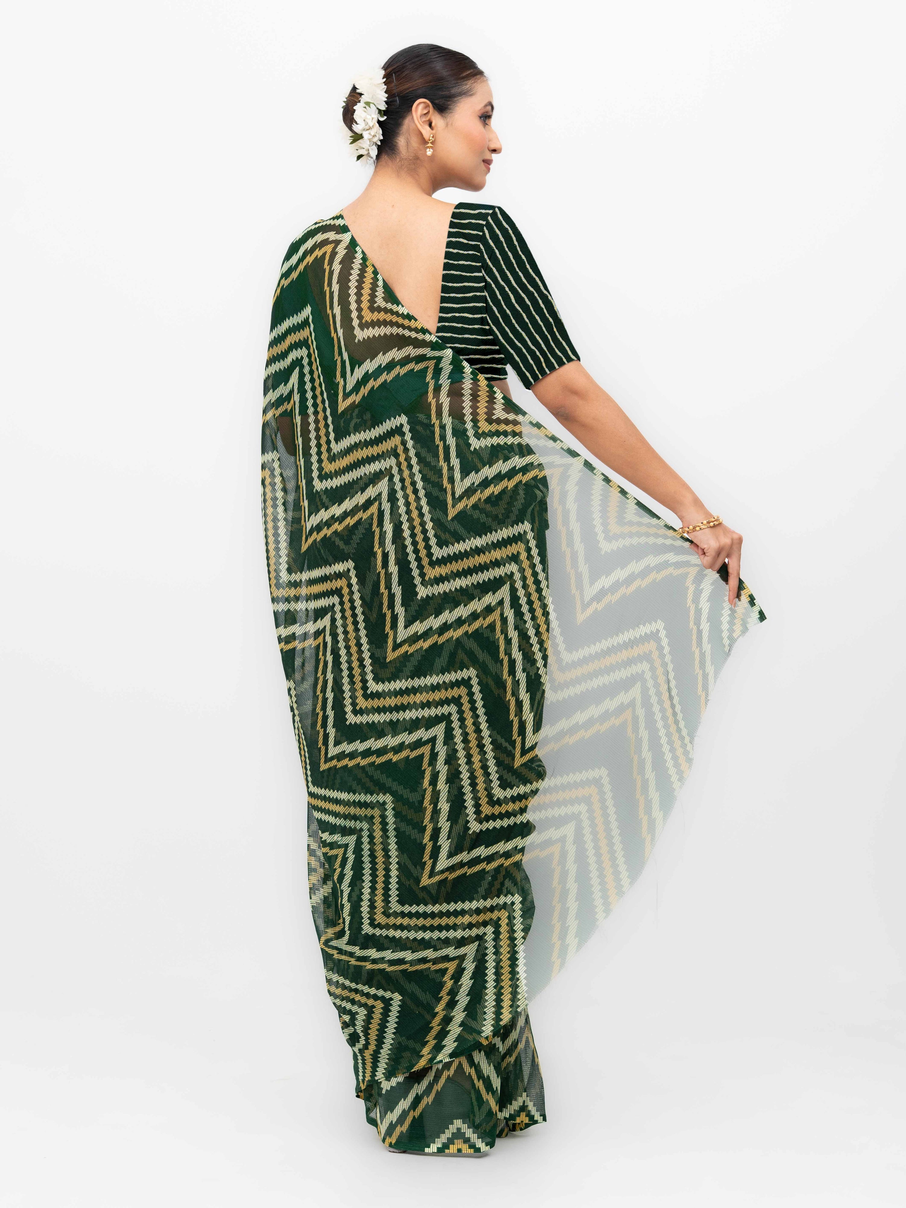 Dark Green Georgette Saree