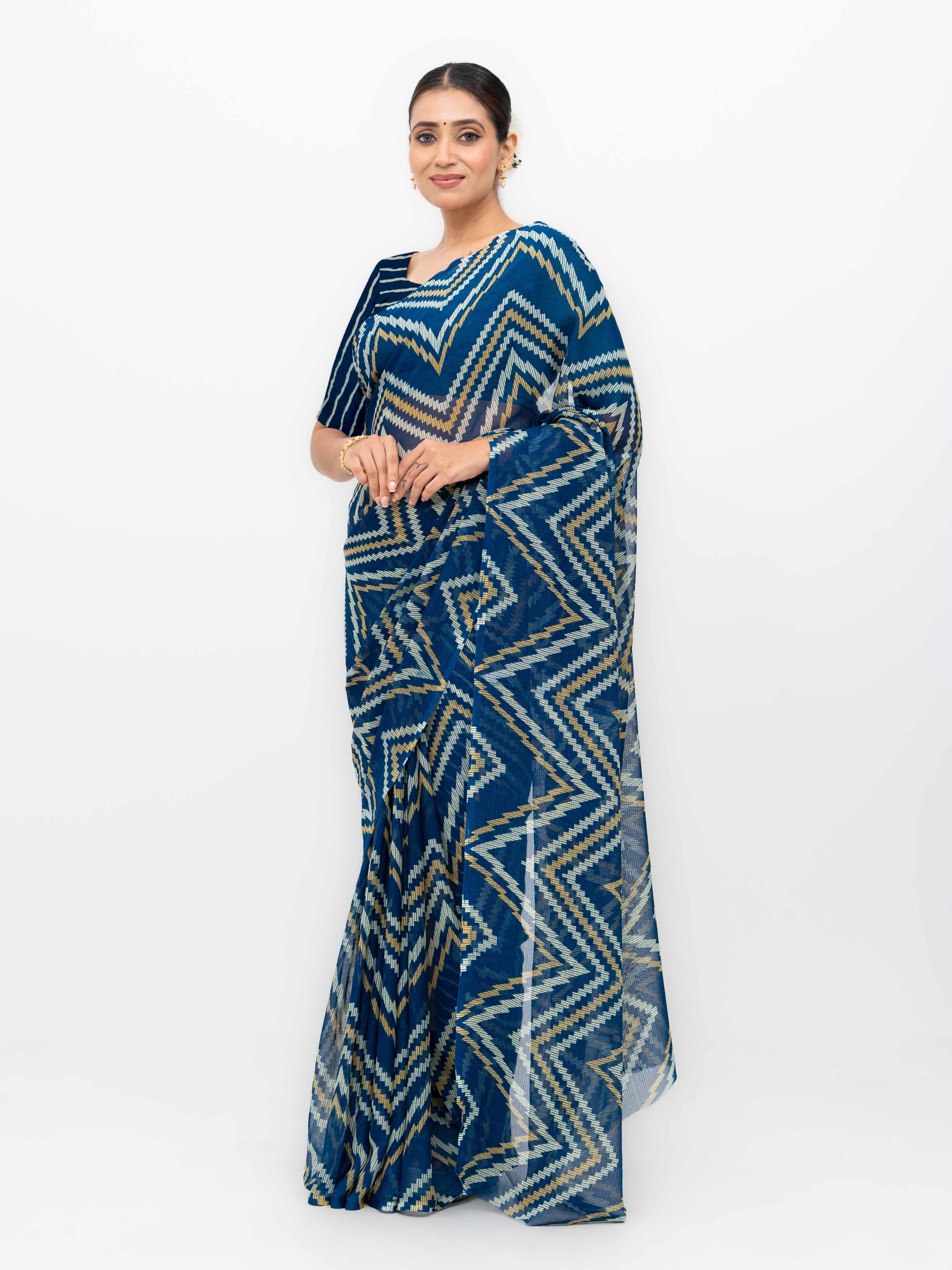 Blue Georgette Saree