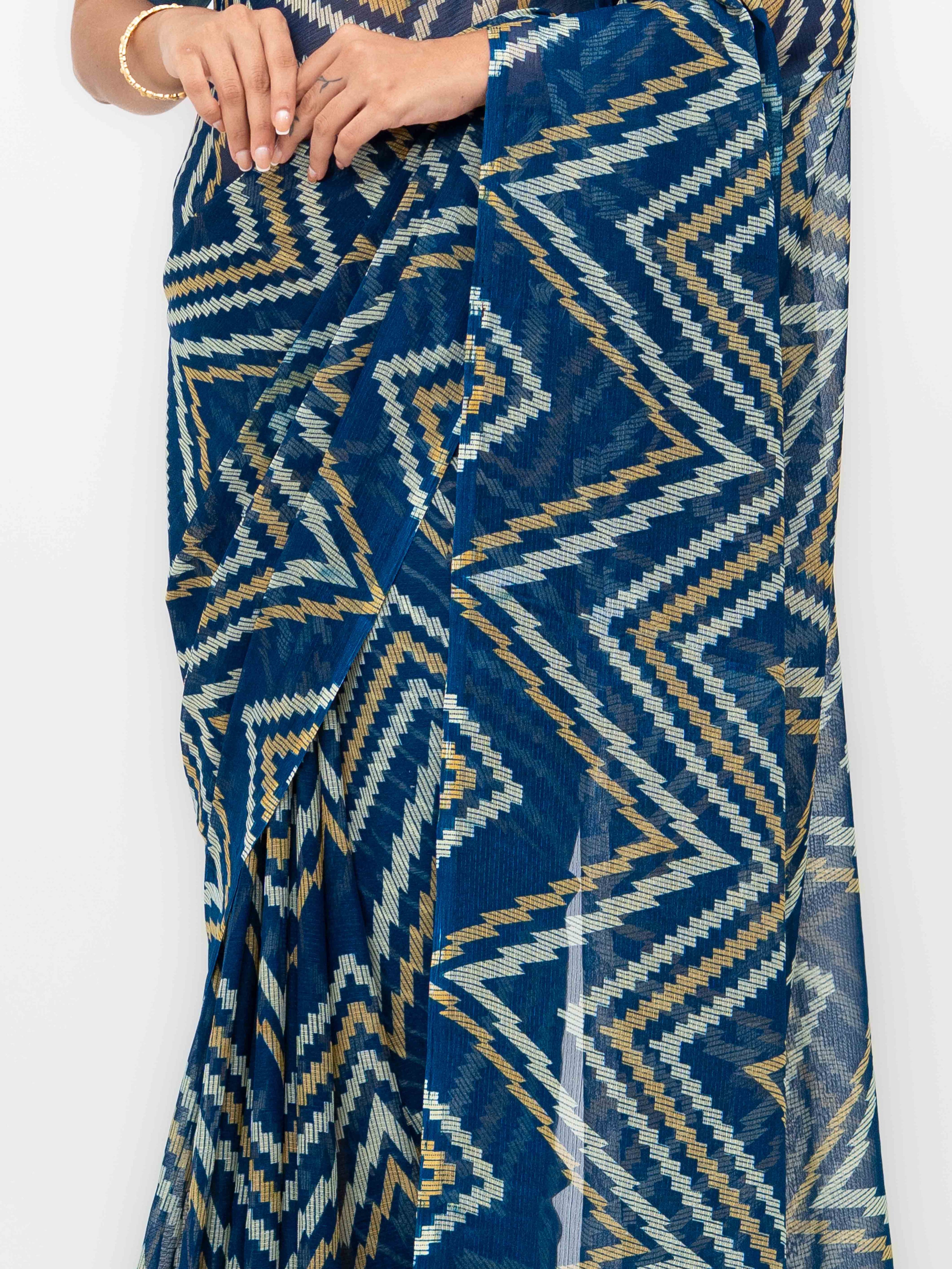 Blue Georgette Saree