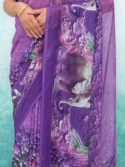 Purple Georgette Saree