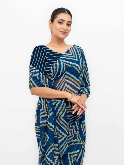 Blue Georgette Saree