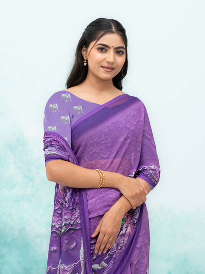 Purple Georgette Saree