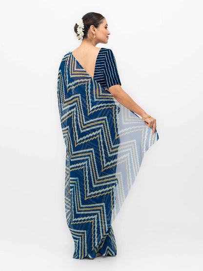 Blue Georgette Saree