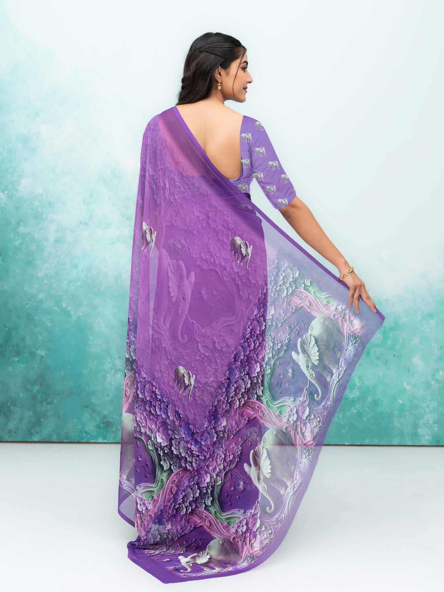 Purple Georgette Saree