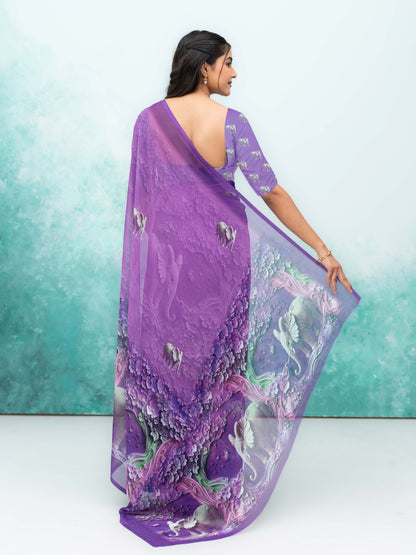 Purple Georgette Saree