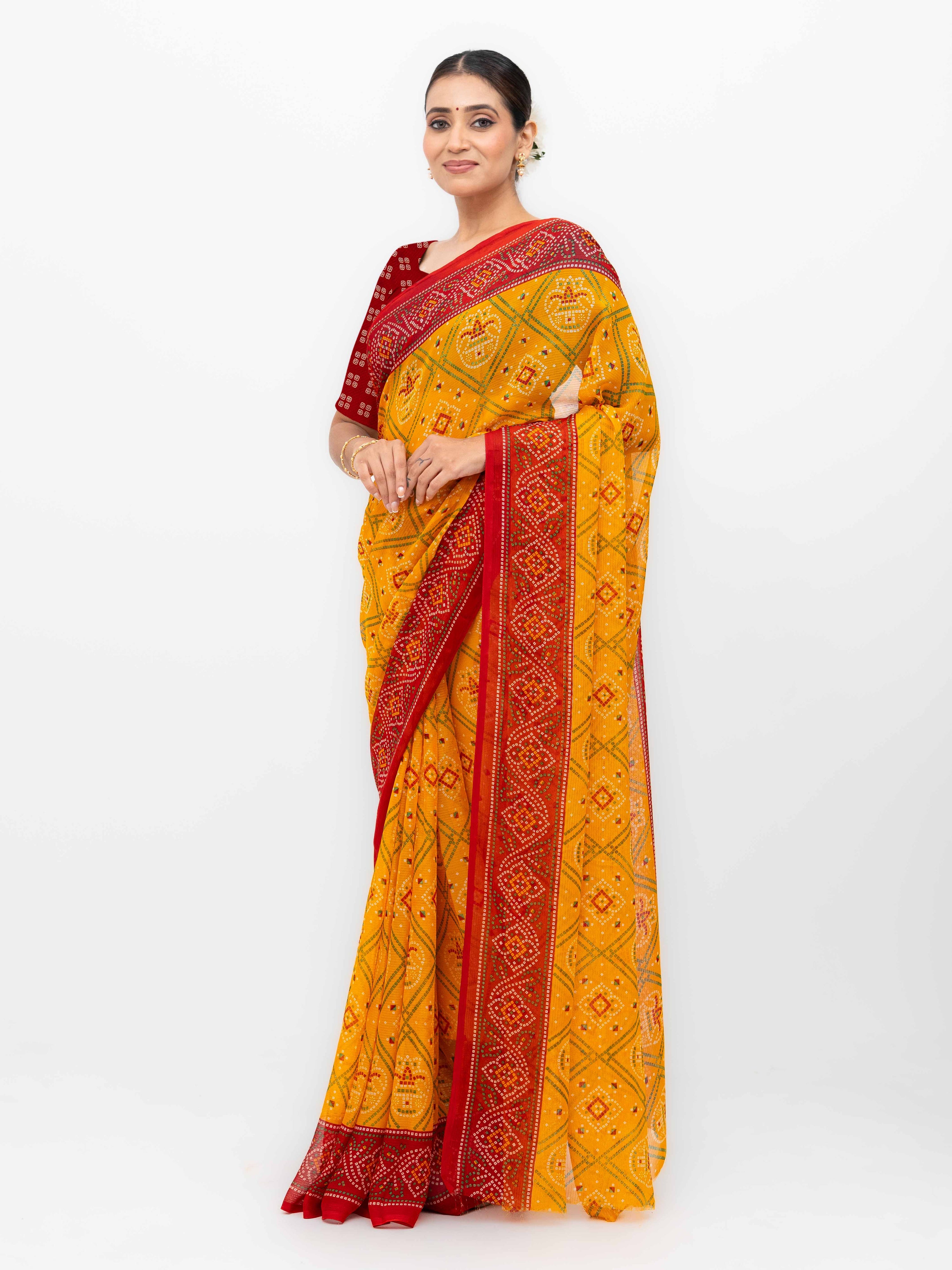 Orange Georgette Saree