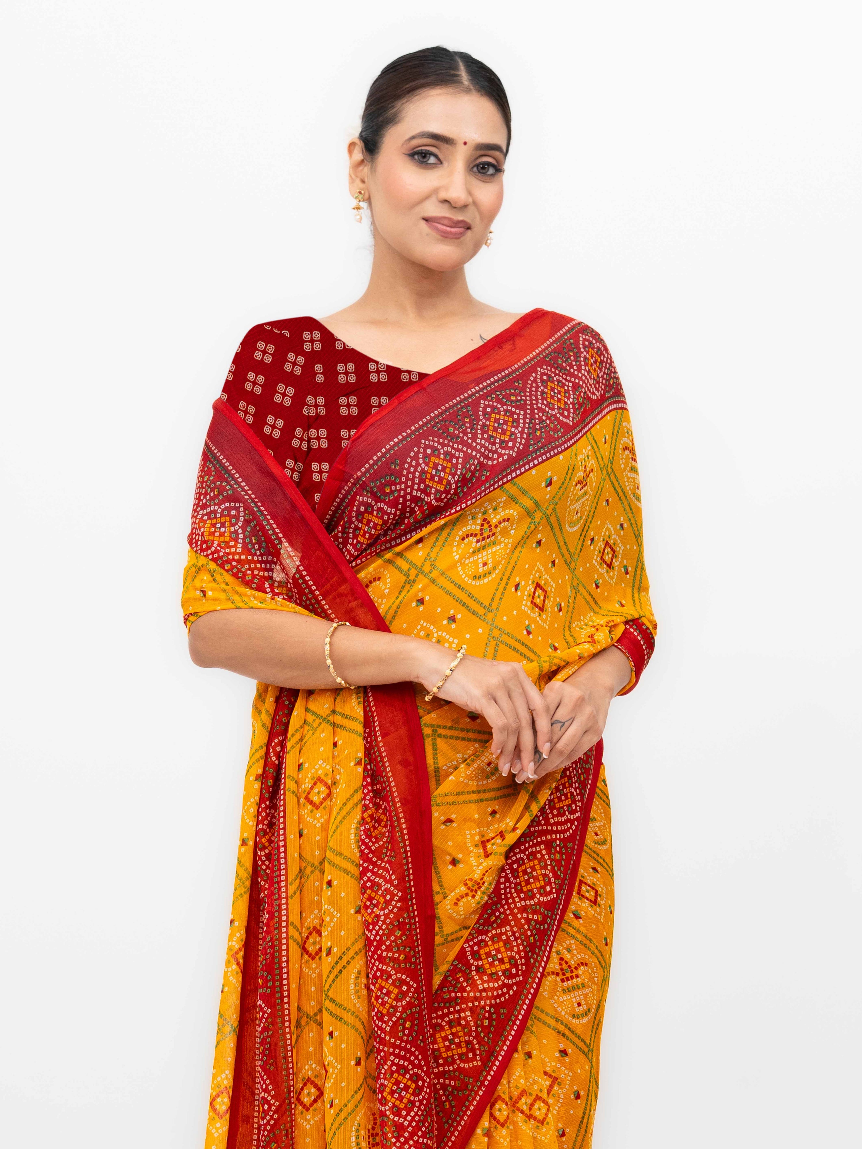 Orange Georgette Saree