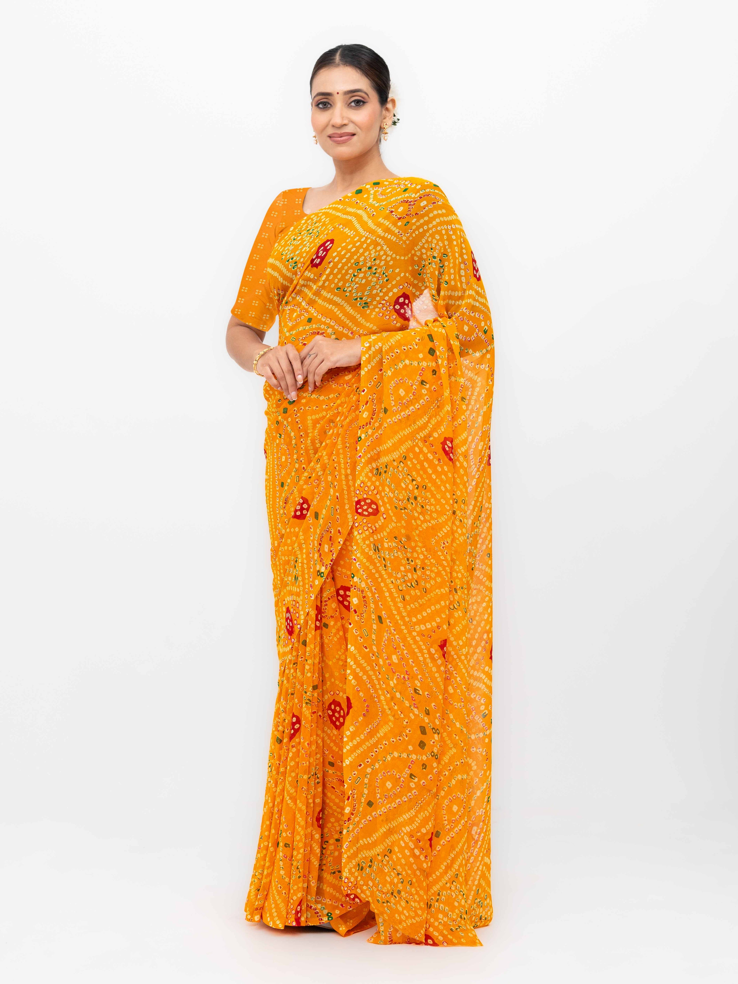Orange Georgette Saree