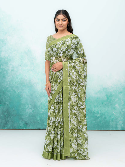 Olive Green Weightless Saree
